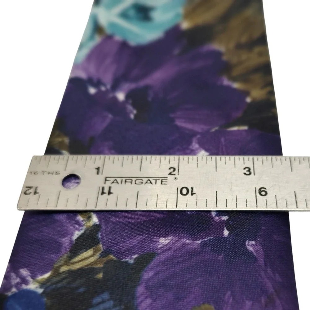 David Crystal‎ Necktie Abstract Floral Art Design Purple Blue Tie Made In USA
